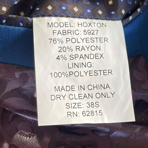 Savile Row Mens Slim Fit 2 Button Sport Coat Jacket Blazer Blue Size 38 S - Picture 7 of 7